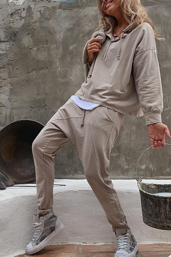 Always A Breeze Patchwork Elastic Waist Harem Pants