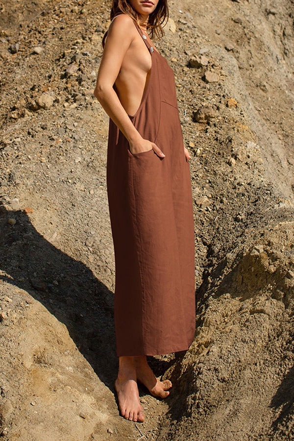 LINEN Pocket Front Overalls