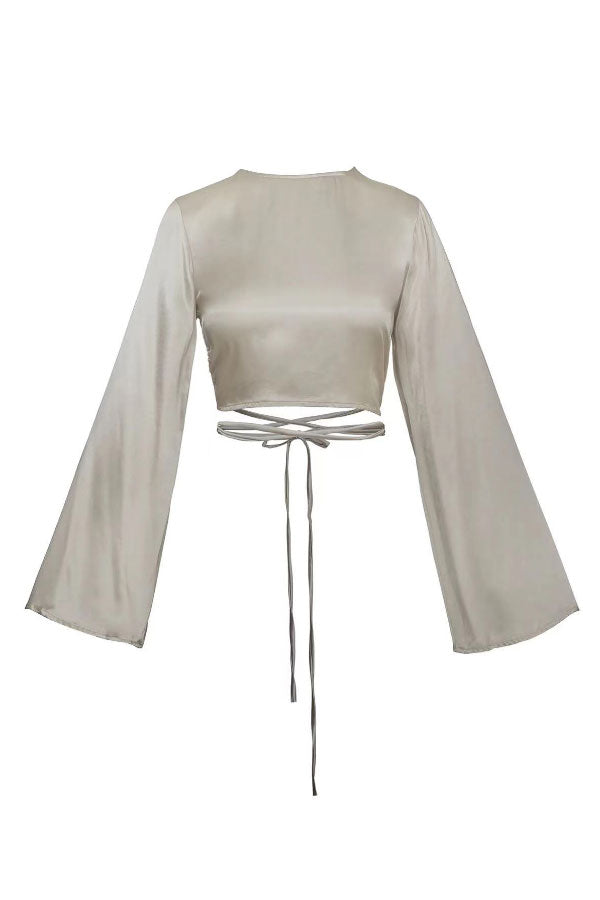 Elegant Bell Sleeve Tie Sleek Top