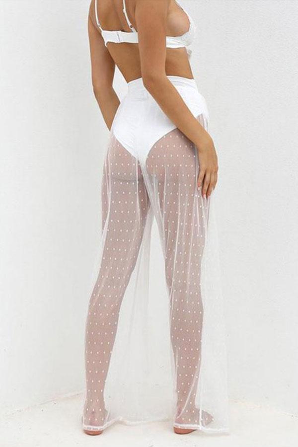 See-Through Gauze Split-Joint Beach Trousers