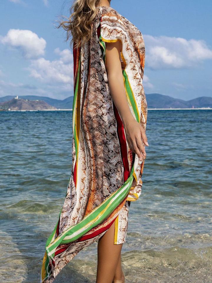Cobra Print Striped Multicolor Cover-up