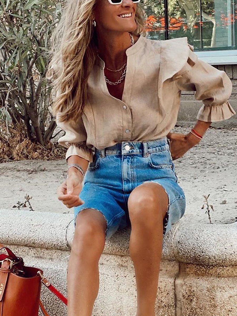 Casual Loose-Fit Denim Bike Shorts