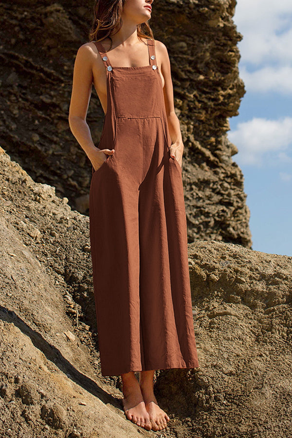 LINEN Pocket Front Overalls