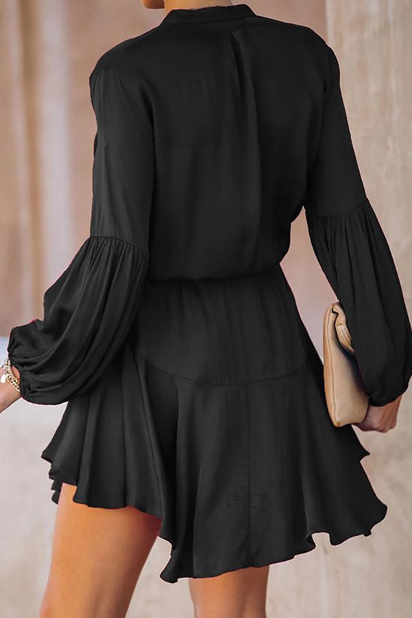 Satin Balloon Sleeve Mini Dress