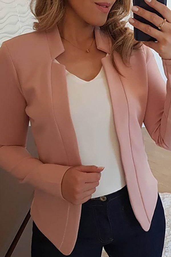Fashion Solid Patchwork Cardigan Collar Outerwear
