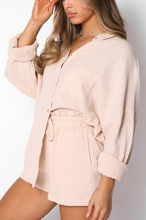 A Great Trip Button Shorts Suits