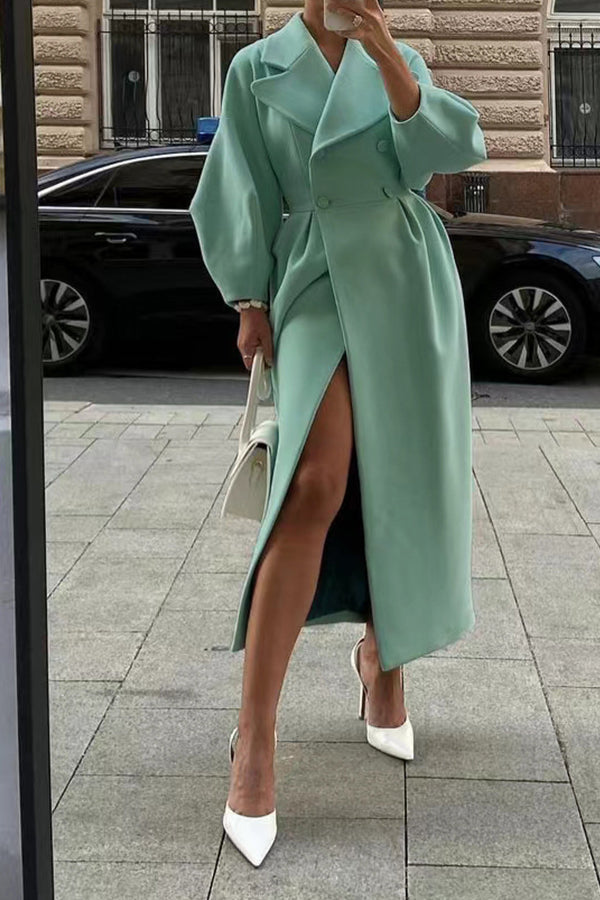 Elegant Solid Solid Color Turndown Collar Outerwear
