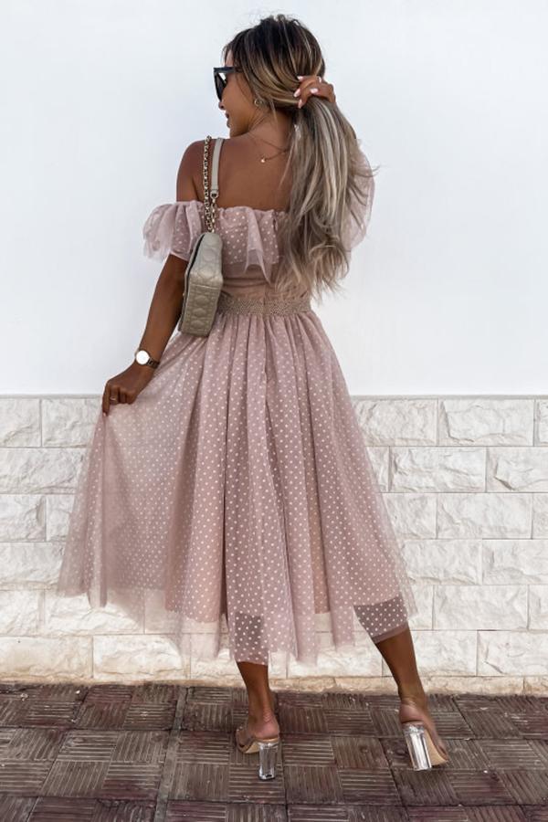 Mesh Polka Dot Midi Dress