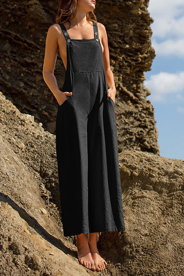 LINEN Pocket Front Overalls