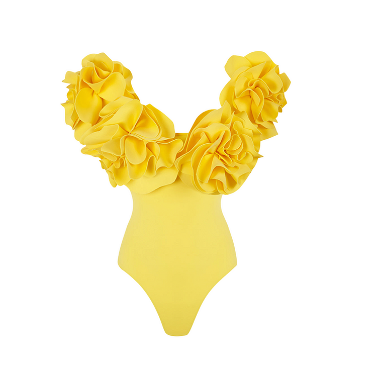 Maillot de bain et jupe à décor de fleurs 3D 
