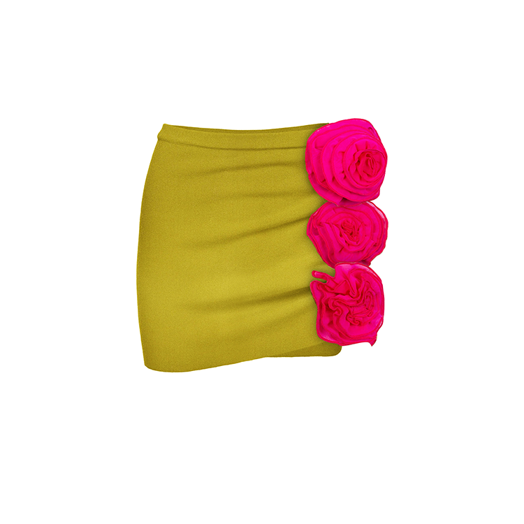 Einteiliger Badeanzug mit Cut-Outs und Rock im Farbblock-Design 