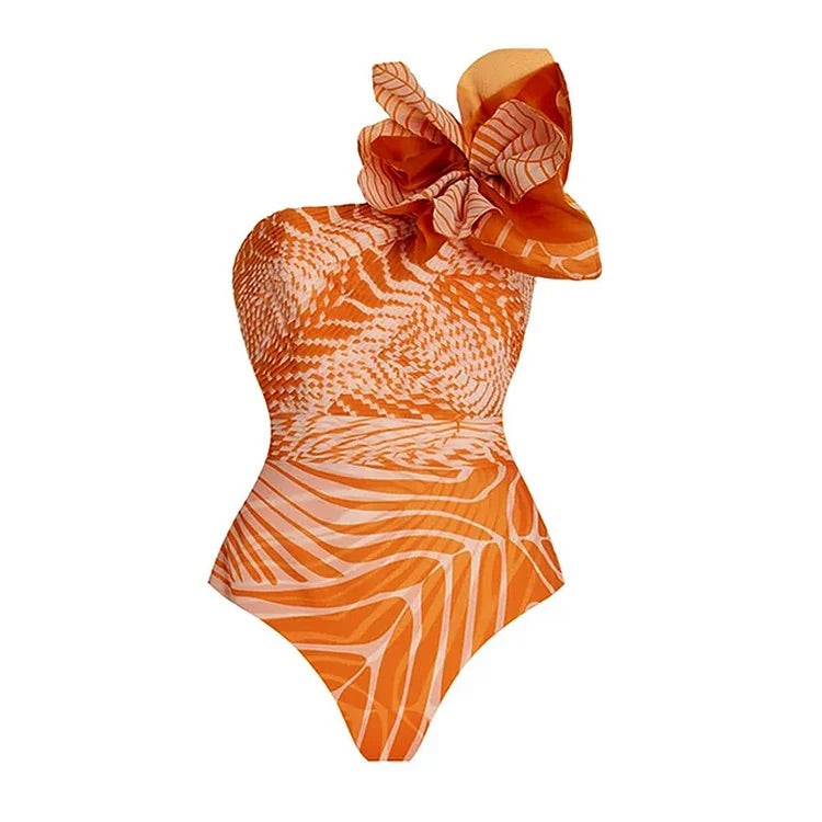 Maillot de bain une pièce et jupe Vioye imprimés fleurs 3D 