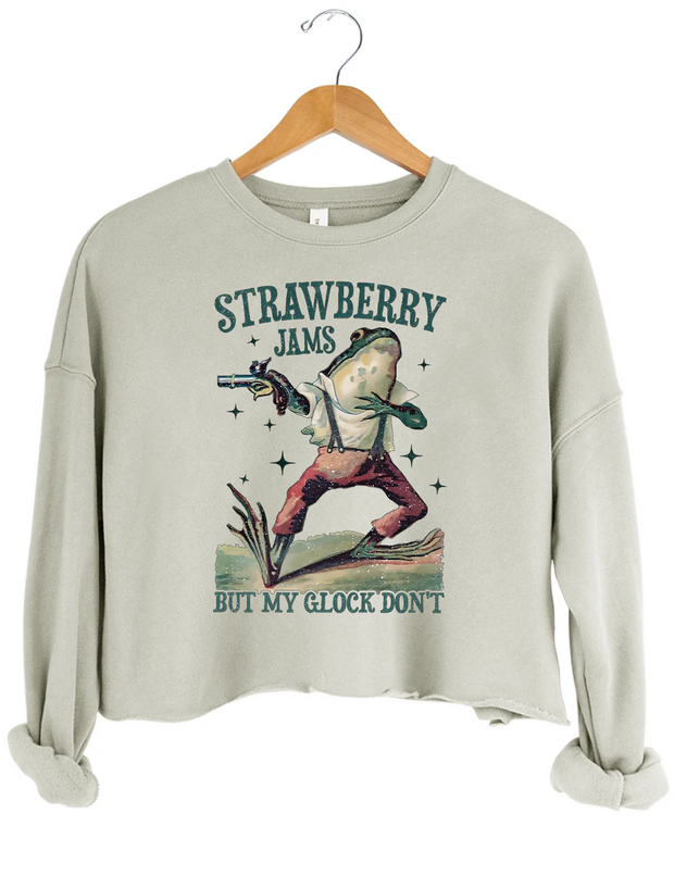 Strawberry Jams But My Glock Don't Crop Sweatshirt