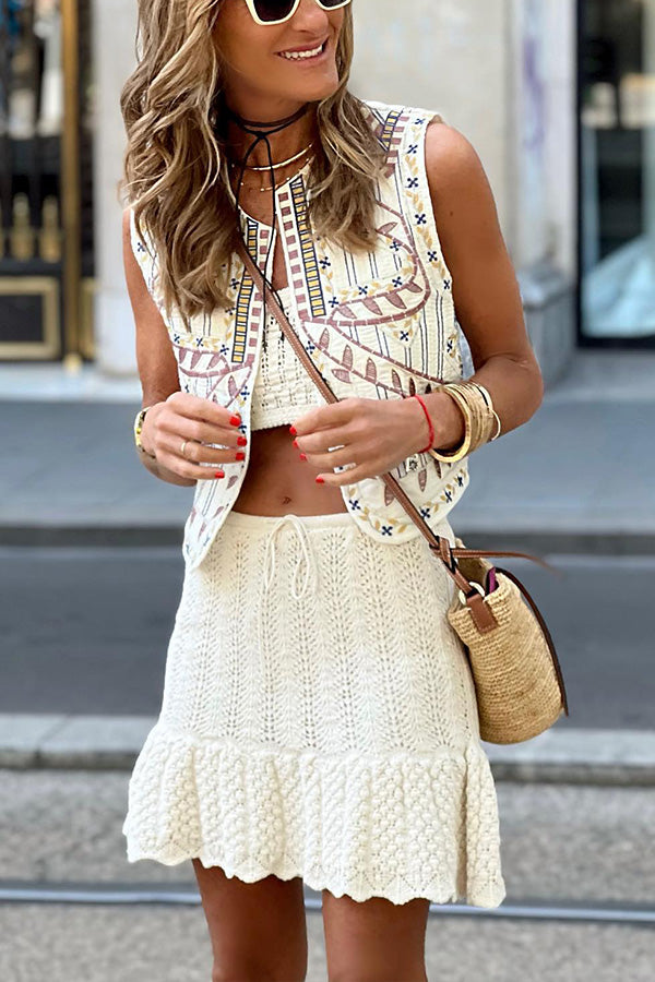 Versatile fashion spring and summer embroidery crochet pattern vest