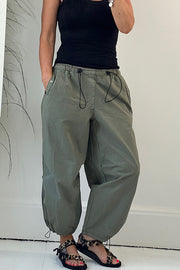 Street Style Drawstring Elastic Waist Pocketed Cargo Pants