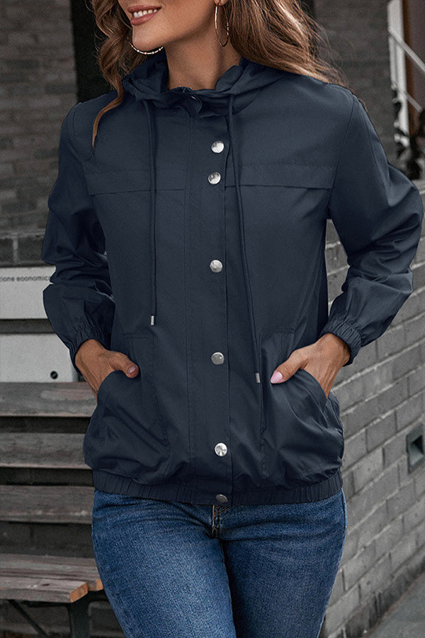 Casual Sportswear Solid Pocket Hooded Collar Outerwear