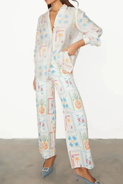 Holiday Coconut Tree Pineapple Print Shirt & Pants Two-Piece Set