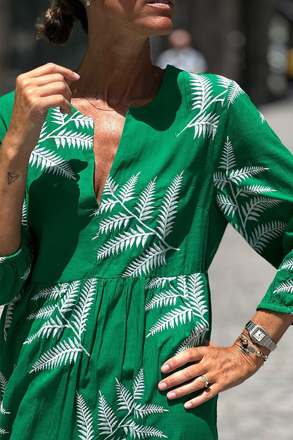 robe ample à motif feuillage 