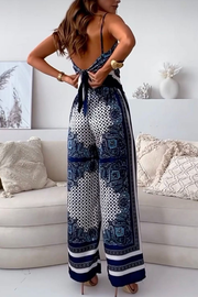 Stylish Printed Lace-Up Vest & Pants Two-Piece Set