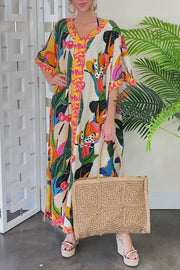 All Is Well Unique Fruit Print Cover Up Beach Vacation Maxi Dress