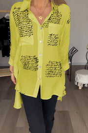 Letter Print Fashion Lapel Shirt