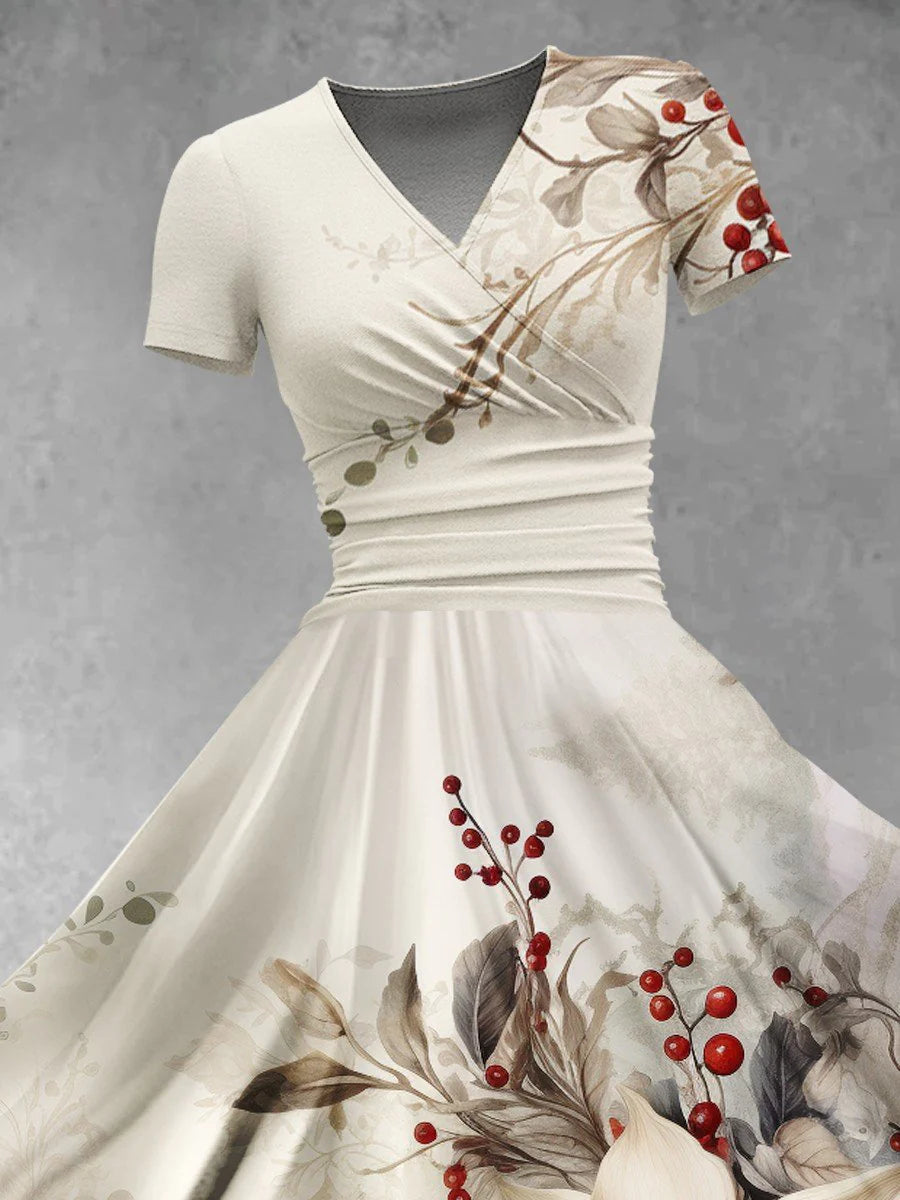 Women's Christmas Gift Euphorbia Pulcherrima Flower Print Design Maxi Dress