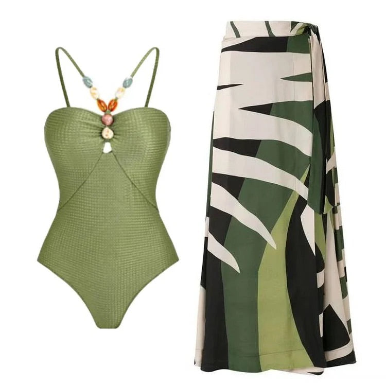 Maillot de bain une pièce à lacets et perles Stones 