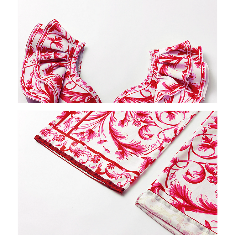 Maillot de bain une pièce et jupe imprimés de style baroque 