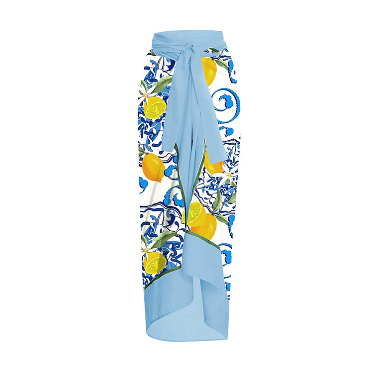 Maillot de bain une pièce à imprimé floral citron et sarong 