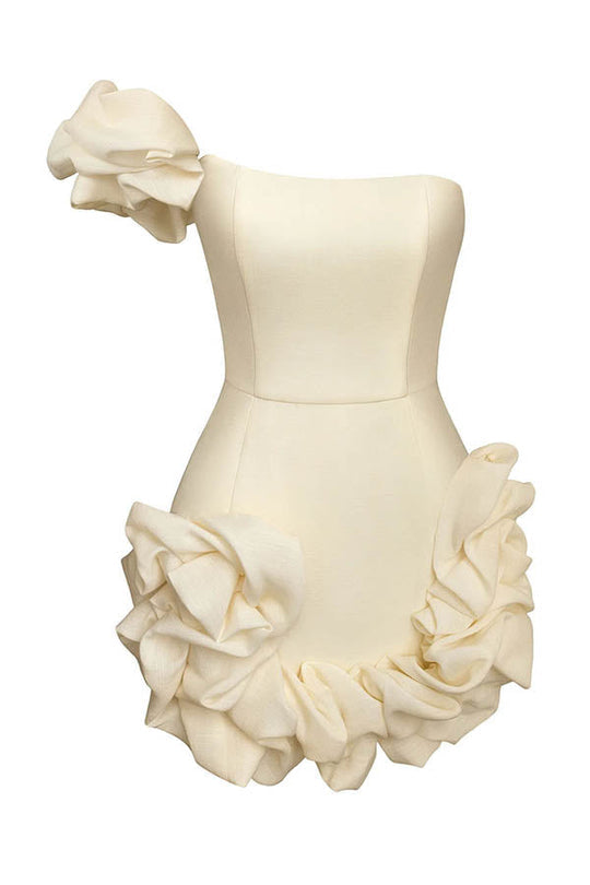 Entzückendes und elegantes Vibe – Schulterfreies Minikleid mit Volant 