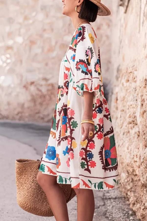 Loose Plus Size Women's Short Sleeve Mini Dress