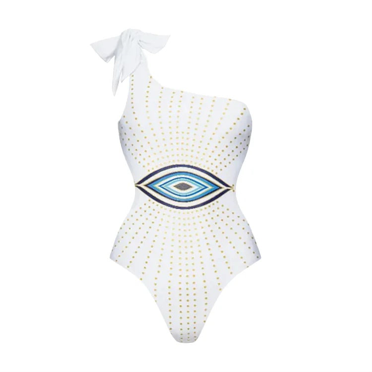 Maillot de bain une pièce et jupe imprimé Evil Eyes 