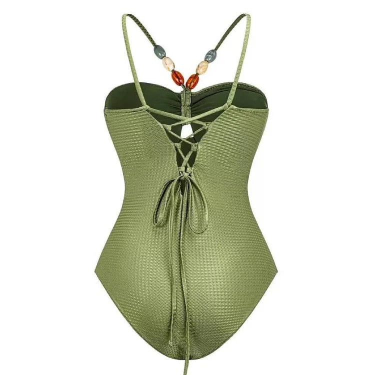 Maillot de bain une pièce à lacets et perles Stones 