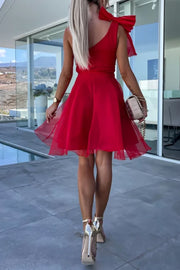 Lifetime Celebrations Tulle One Shoulder Bow Design Mini Dress