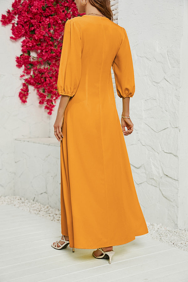 lässiges langes Kleid mit Knöpfen