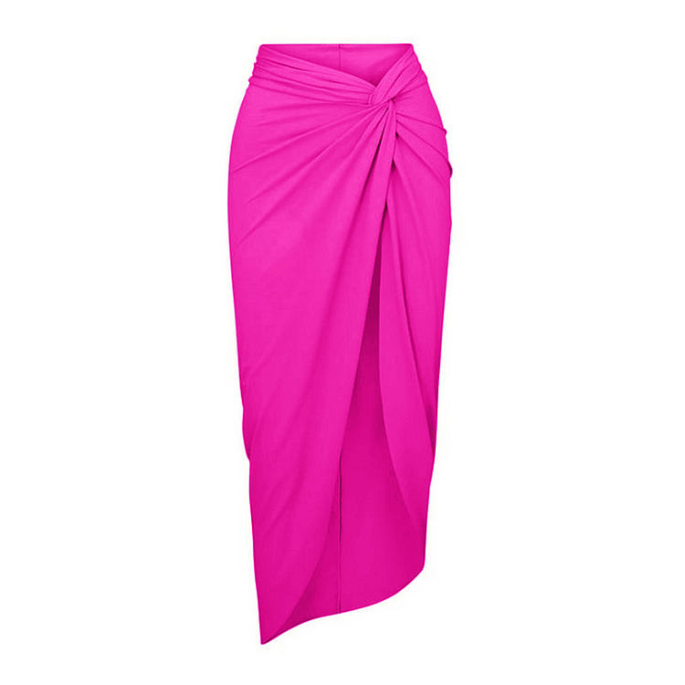 Maillot de bain une pièce rose à une épaule et paréo 
