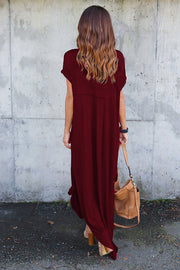 V-neck pocket slit dress