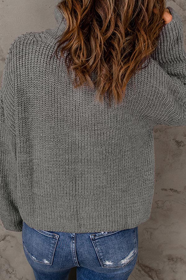 pull ample à col roulé de couleur unie