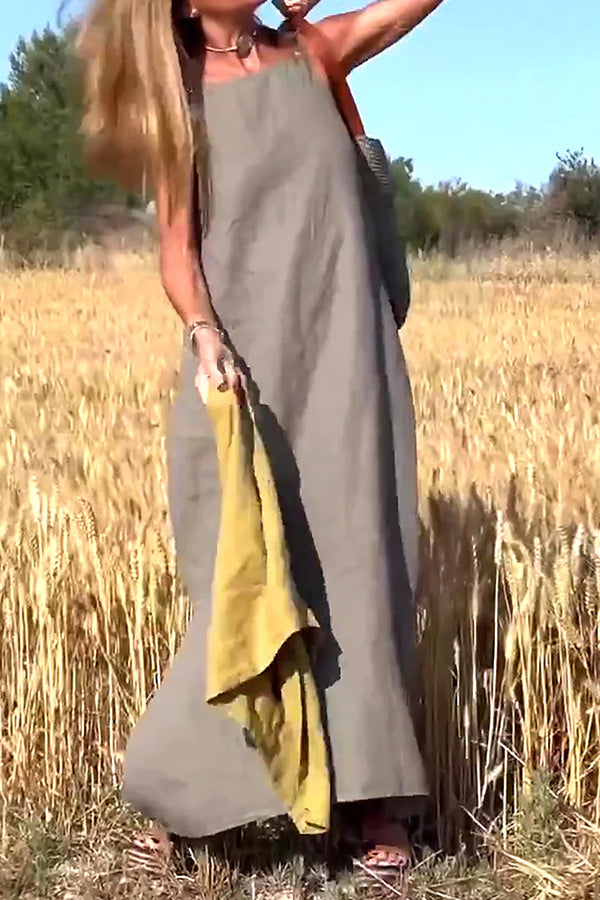 Robe décontractée en coton et lin pour femme 