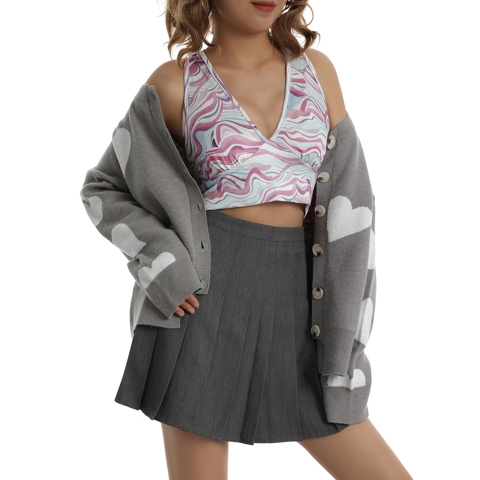Cardigan femme en forme de cœur