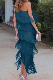 Off-Shoulder Elegant Fringe Dress