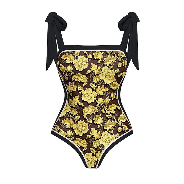 swimgirls Wendbarer Badeanzug mit Schleife und Schulterschnürung, einteilig, und Sarong 