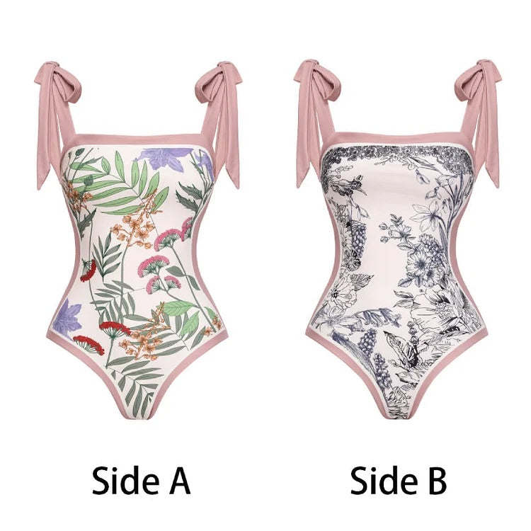 swimgirls Wende-Badeanzüge mit Schleife und Schulterschnürung, einteilig, und Rock/Sarong 