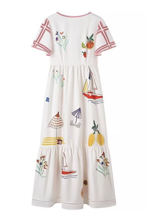 Langes Kleid mit Street Fashion-Print