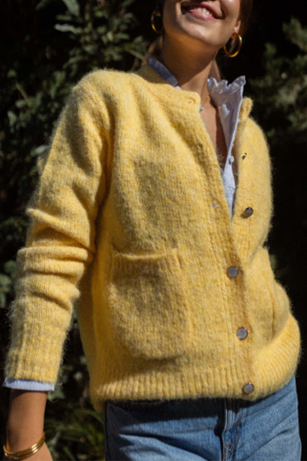 Cardigan pull col rond ample et simple