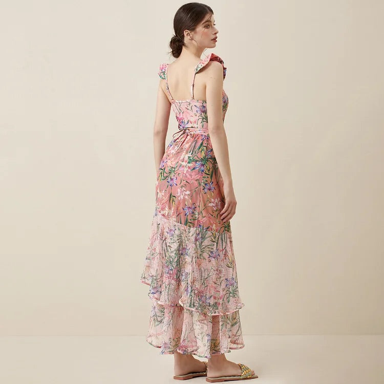 Einteiliger Badeanzug mit Blumenmuster von Vioye und Sarong aus Netzstoff 