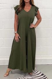 Loose casual short sleeved long jumpsuit