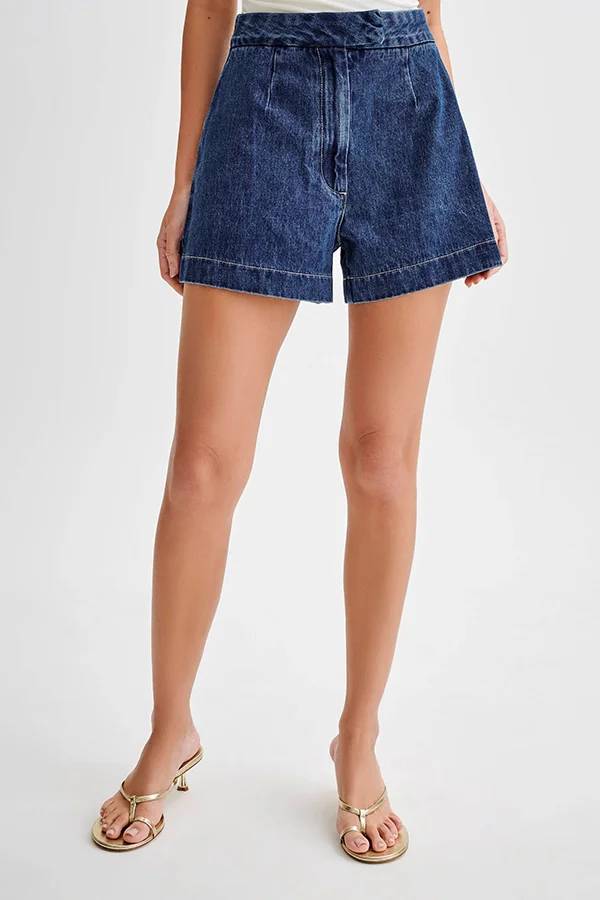 Short taille haute en denim Abel coupe décontractée