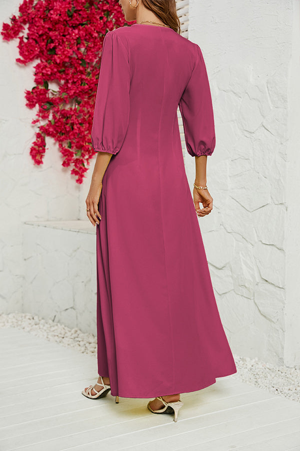 lässiges langes Kleid mit Knöpfen