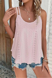 Eyelet Spaghetti Strap Tank Top